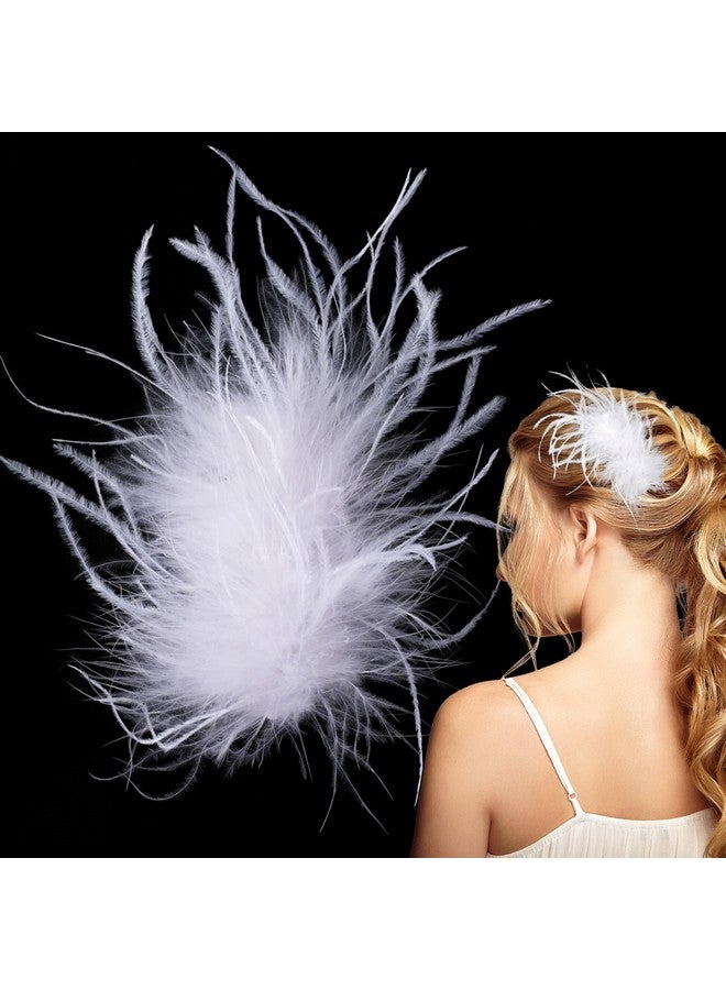 OIIKI White Ostrich Hair Clip, Feather Hairgrip Retro Hair Jewelry Accessories for Women Bride Party Festival Valentine Wedding Engagement Birthday Christmas -1Pcs - Image 1
