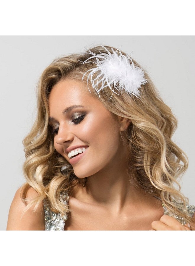 OIIKI White Ostrich Hair Clip, Feather Hairgrip Retro Hair Jewelry Accessories for Women Bride Party Festival Valentine Wedding Engagement Birthday Christmas -1Pcs - Image 5