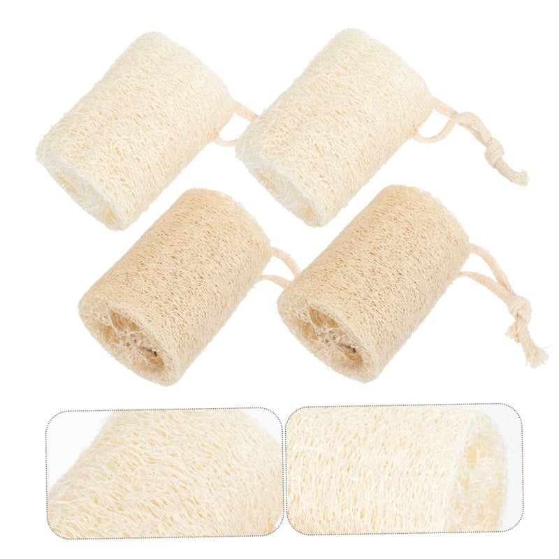 Exfoliating Dish Brush Set Of 4 Natural Loofah Sponges For Kitchen And Shower Cleaning Assorted Colors 8x5cm - Image 4