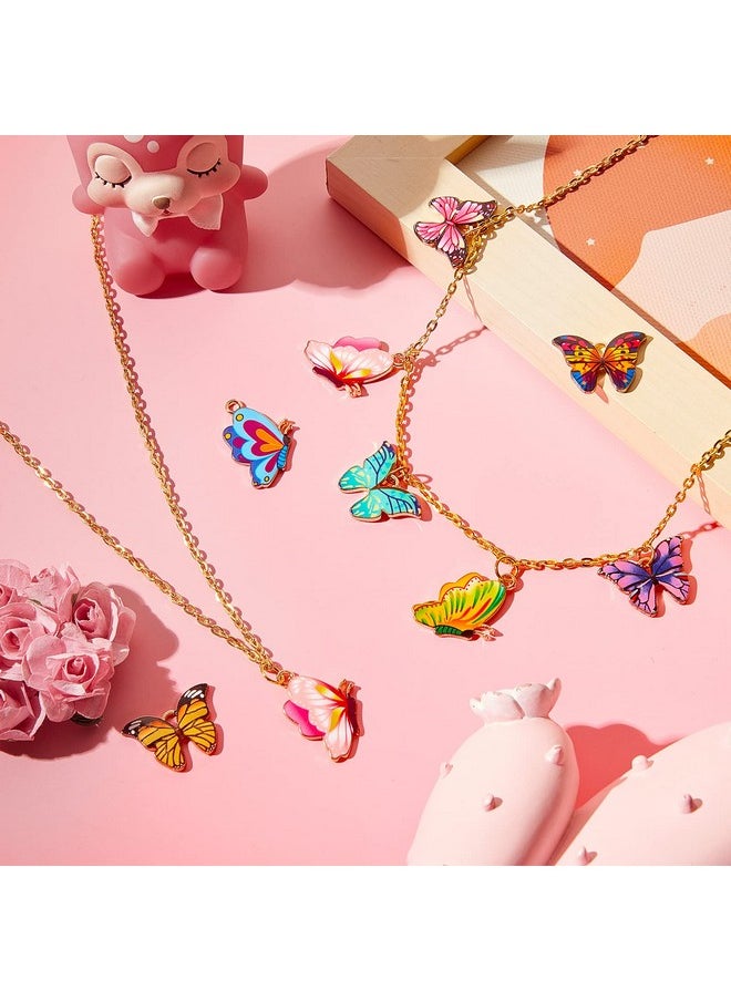 Bonuci - 48 Pcs Mixed Color Butterfly Printed Alloy Charm Kawaii Earring Charms Small Keychain Charms Necklace Charms Butterfly Charms For Diy Bracelets Pendants Jewelry Craft Making - Image 1