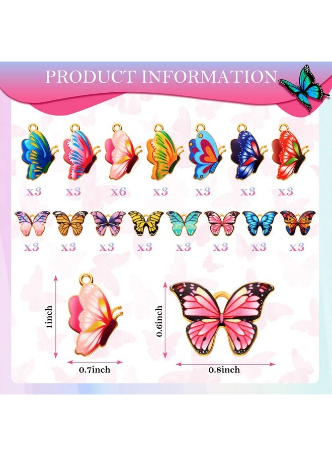 Bonuci - 48 Pcs Mixed Color Butterfly Printed Alloy Charm Kawaii Earring Charms Small Keychain Charms Necklace Charms Butterfly Charms For Diy Bracelets Pendants Jewelry Craft Making - Image 1