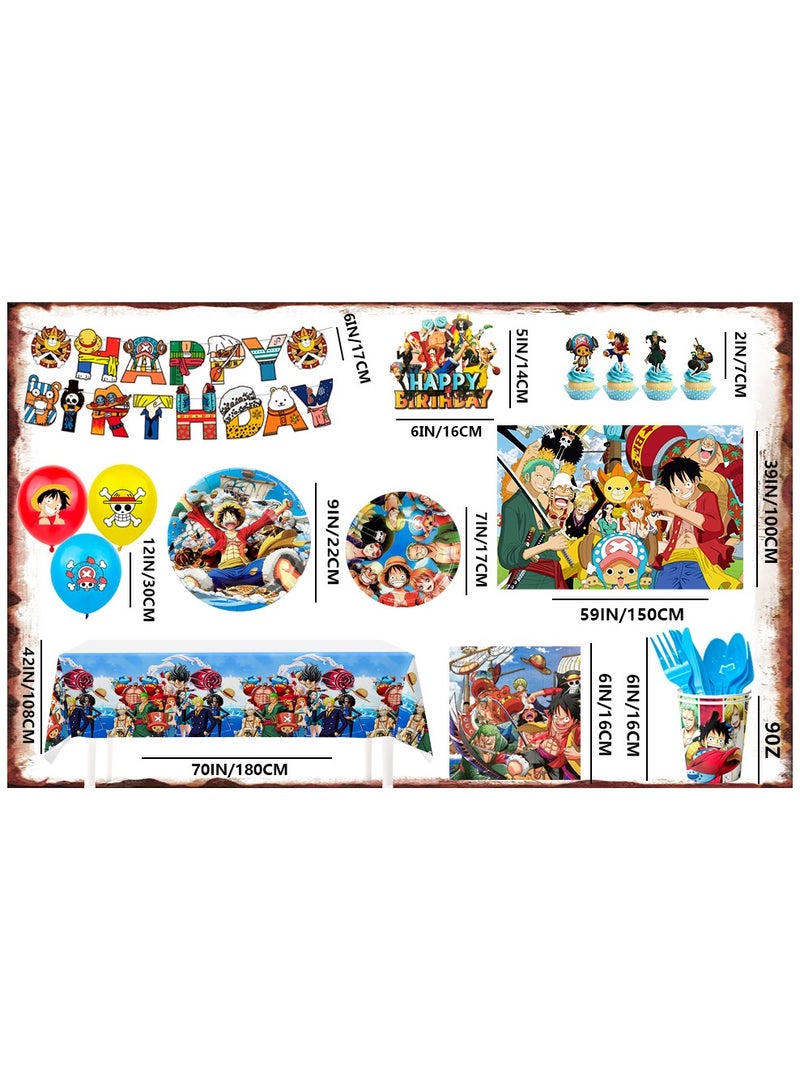 FRUITFUL PARTY One Piece Birthday Party Decorations for 10 Guests, 117pcs One Piece Party Disposable Tableware Set - Image 3