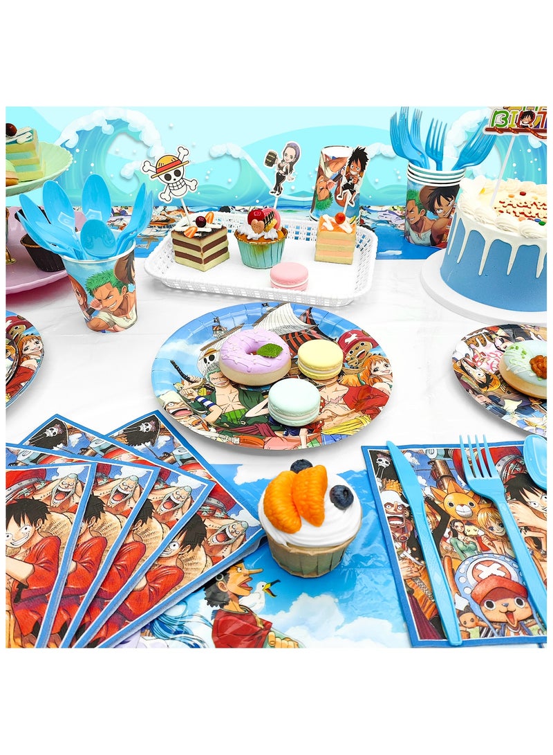 FRUITFUL PARTY One Piece Birthday Party Decorations for 10 Guests, 117pcs One Piece Party Disposable Tableware Set - Image 5