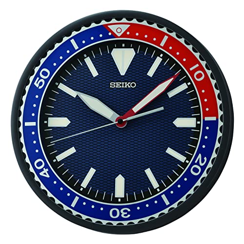 Seiko Plastic Elegant Round Analog Lumibrite Diver Watch Design Wall Clock for Living Room Bedroom Home Office Decor Gifts with Sweep Move (Size: 30 X 4.5 X 30 Cm | Color: Black | 950 Gram) Qxa791J - Image 1