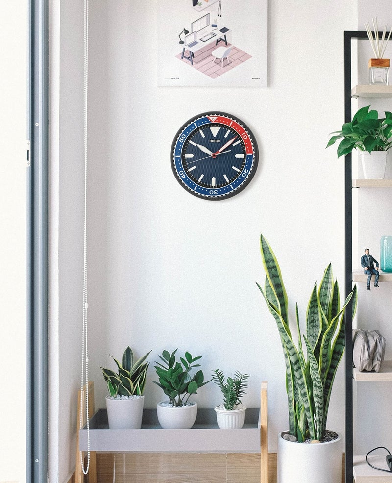 Seiko Plastic Elegant Round Analog Lumibrite Diver Watch Design Wall Clock for Living Room Bedroom Home Office Decor Gifts with Sweep Move (Size: 30 X 4.5 X 30 Cm | Color: Black | 950 Gram) Qxa791J - Image 2