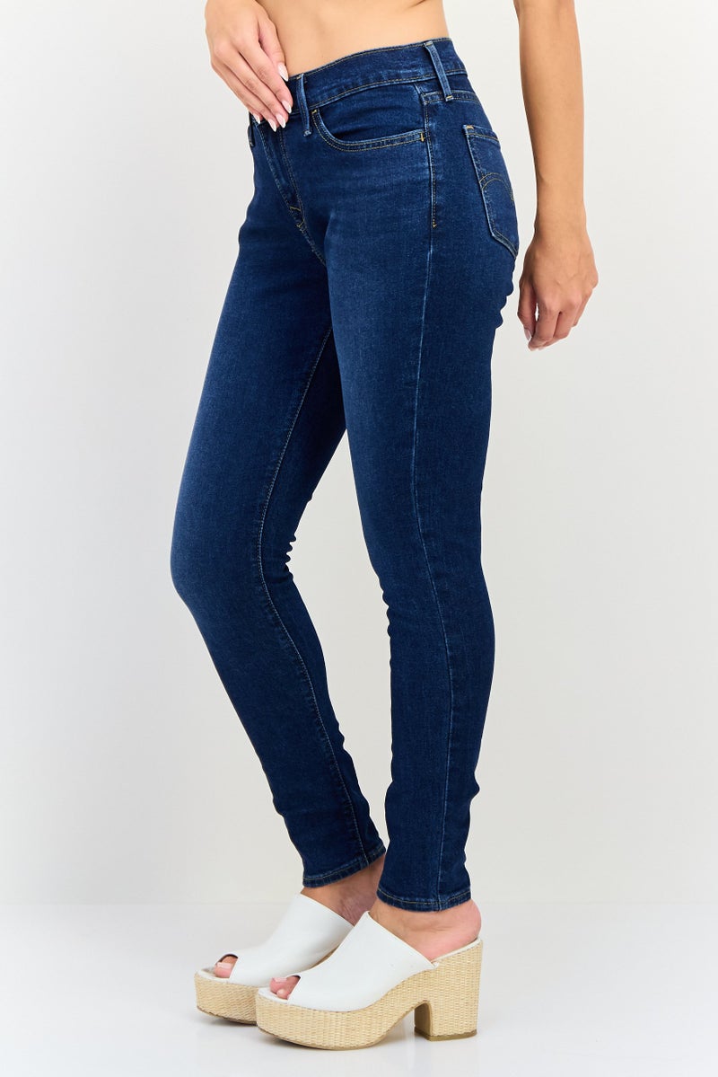 Levi's Women Skinny Fit Washed Stretchable Jeans, Navy - Image 2