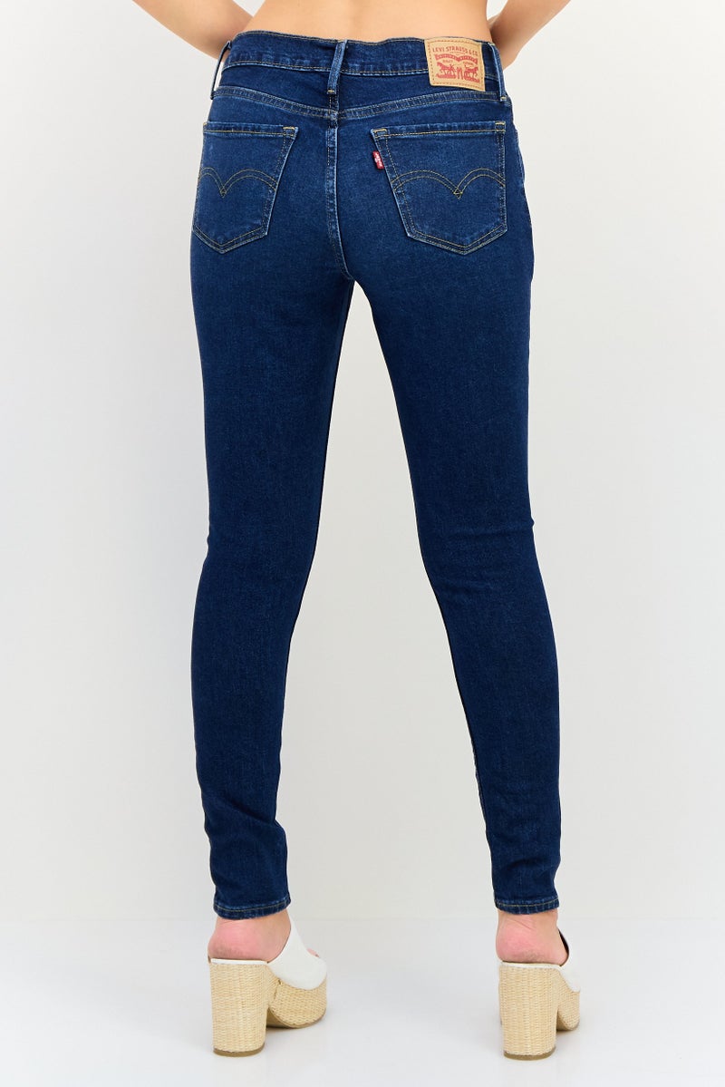 Levi's Women Skinny Fit Washed Stretchable Jeans, Navy - Image 3