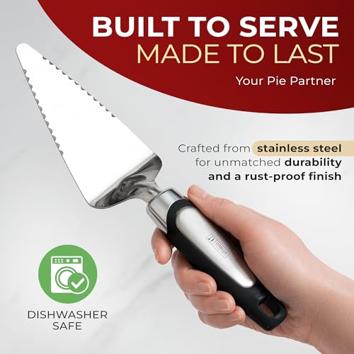 Orblue Pie Server, Essential Kitchen Tool, Serrated on Both Sides, Great for Right or Left Handed Chef, Stainless Steel Flatware, Cake Cutter, Black - Image 2
