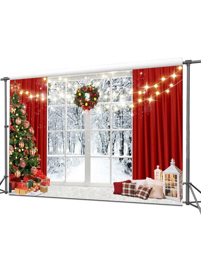 CYLYH 8x6ft Christmas Window Backdrop for Photography Winter Snow Scene Xmas Party Decorations Background Christmas Festival Party Banner Backdrop D586 - Image 4