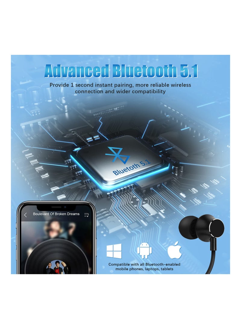 Bluetooth Earbuds, 120 Hours Extra Long Playtime, Neckband Bluetooth Earbuds Stereo Ear Buds Waterproof Workout Headphones Gym Exercise Earbuds for Gym Running Sound Isolation Headsets - Image 3