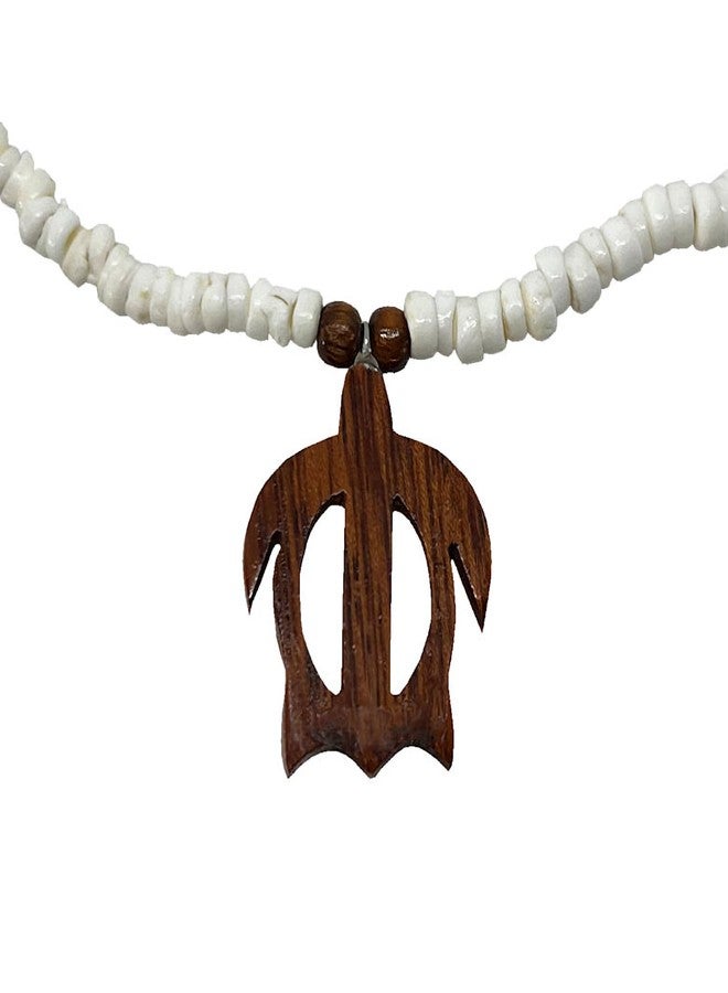 Zero Gravity Hawaii Koa Wood Honu Sea Turtle Pendant Puka Shell Necklace Choker - Image 1