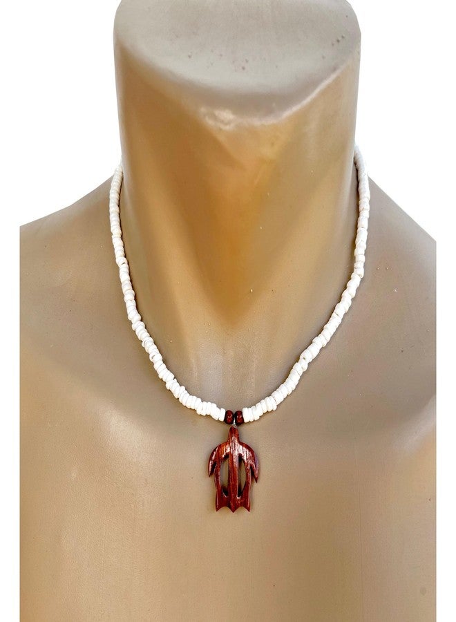 Zero Gravity Hawaii Koa Wood Honu Sea Turtle Pendant Puka Shell Necklace Choker - Image 3