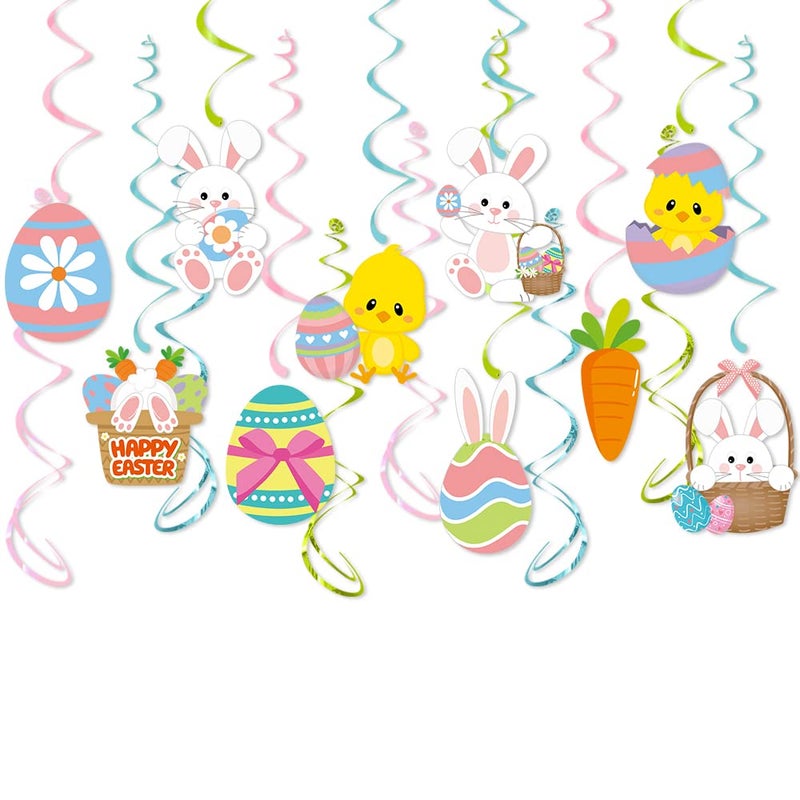 Mczan Easter Hanging Swirl Decorations 26pcs, Easter Decoration Egg Bunny Foil Swirl Ceiling Decor for Home Office School, Easter Party Ornaments Favor Supplies for Spring Party Birthday - Image 5