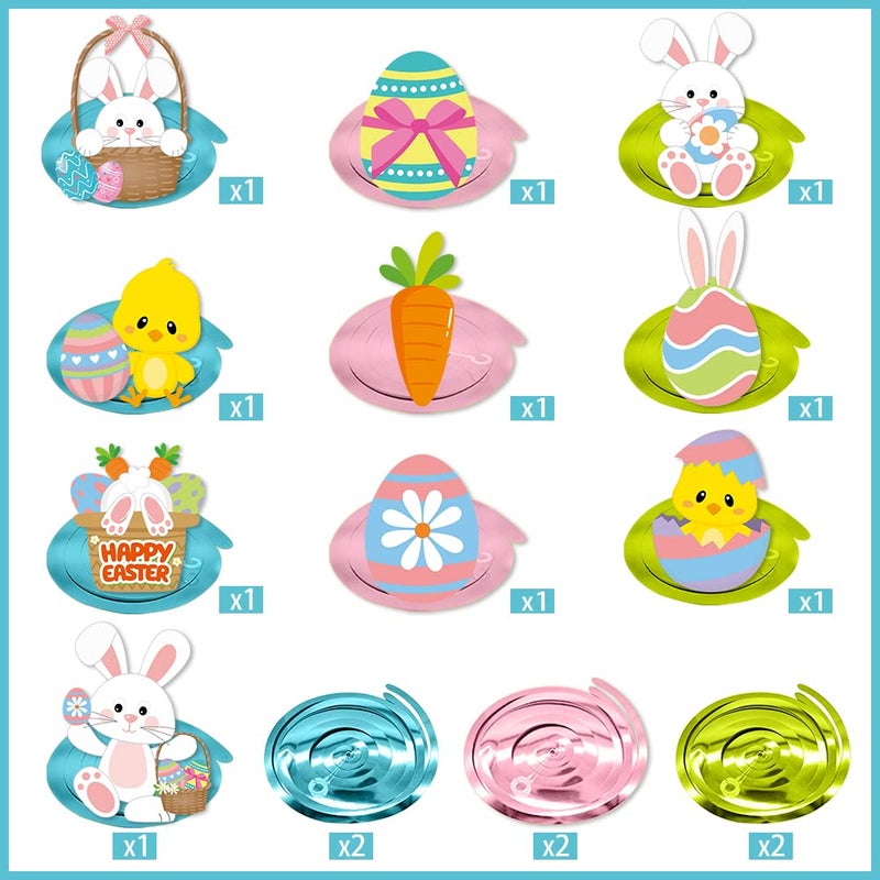 Mczan Easter Hanging Swirl Decorations 26pcs, Easter Decoration Egg Bunny Foil Swirl Ceiling Decor for Home Office School, Easter Party Ornaments Favor Supplies for Spring Party Birthday - Image 2