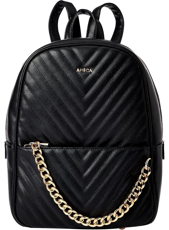 أميكا حقيبة ظهر للسفر للنساء من رينا بسحاب وسلسلة ذهبية - Image 1