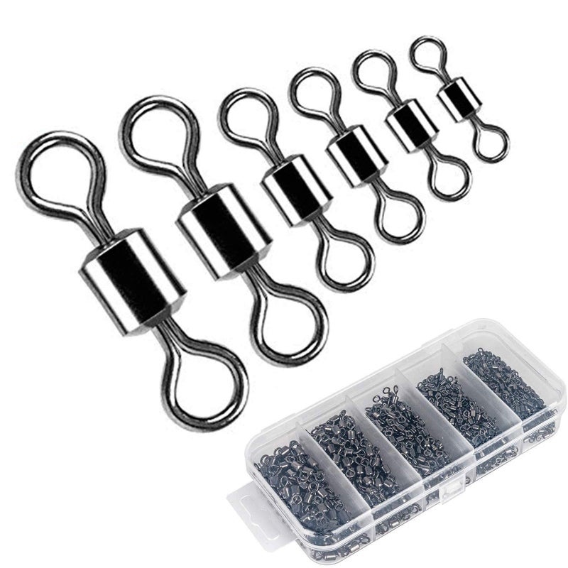 Siasky Fishing Swivels, 200pcs Barrel Swivels Fishing Stainless Steel Swivel Fishing for Saltwater Freshwater Fishing - Image 1