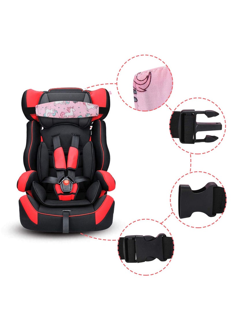 Excefore Baby Carseat Head Support, 2PCS Baby Car seat Head Support, Stroller Neck Relief Strap Headrest,Slumber Sling Sleep Positioner for Toddler Infants Child Children Kids, Pink Unicor - Image 4