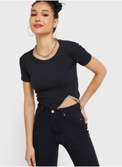Urban Minx Slit Hem Cropped T-Shirt