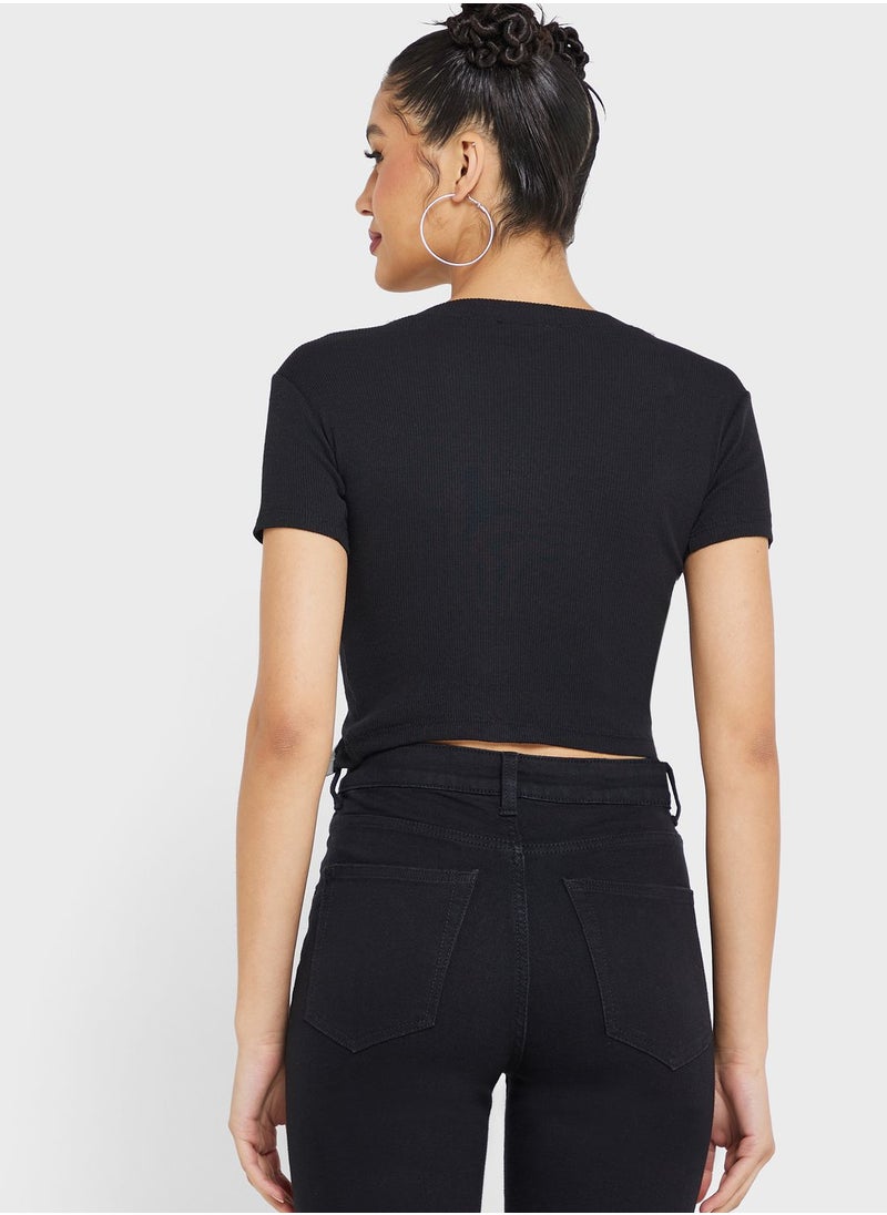 Ginger - Urban Minx Slit Hem Cropped T-Shirt - Image 1