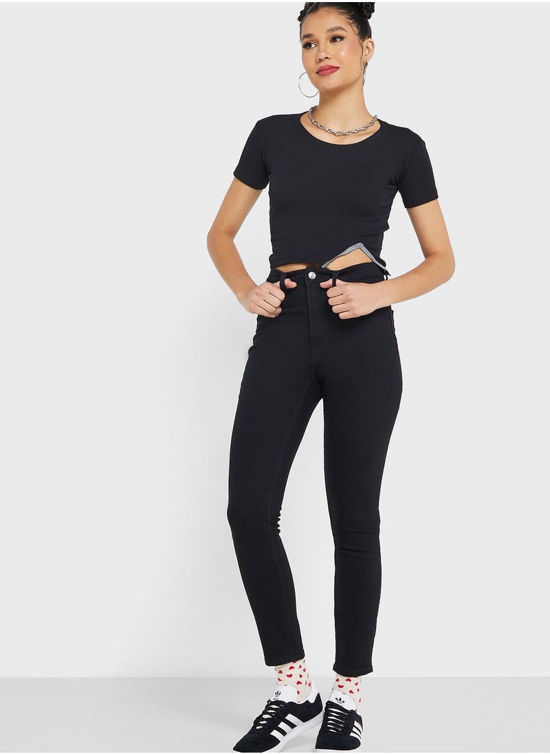 Ginger - Urban Minx Slit Hem Cropped T-Shirt - Image 1