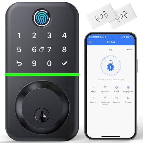 KUCACCI Smart Door Lock Deadbolt with Keypad: Keyless Entry Door Lock - Fingerprint Lock for Front Door - Electronic Lock with Bluetooth and APP Control - Image 1