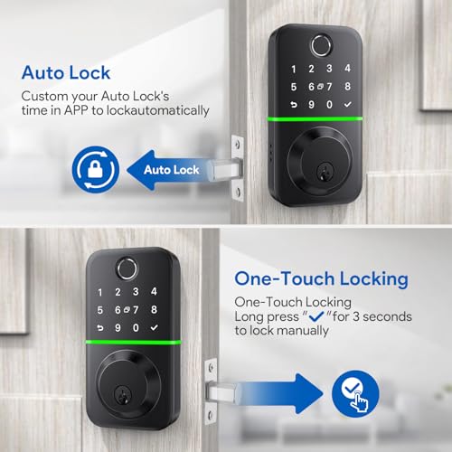 KUCACCI Smart Door Lock Deadbolt with Keypad: Keyless Entry Door Lock - Fingerprint Lock for Front Door - Electronic Lock with Bluetooth and APP Control - Image 5