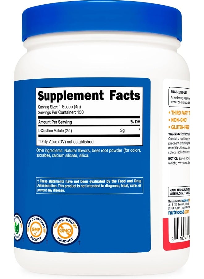 Nutricost L-Citrulline Malate 2:1 600 Gram Strawberry Kiwi - Image 2