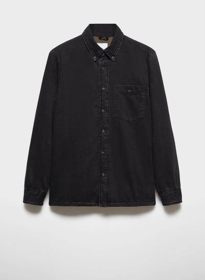 Mango Man Flap Pocket Regular Fit Denim Shirt
