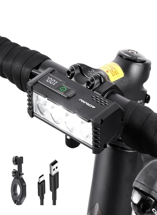 ACRUNU Super Bright LED Bike Light, USB Rechargeable Bicycle Headlight, Waterproof Bike Headlight, Waterproof Bike Headlight with Power Display, MTB Off-Road Cycling Commuting - Image 1