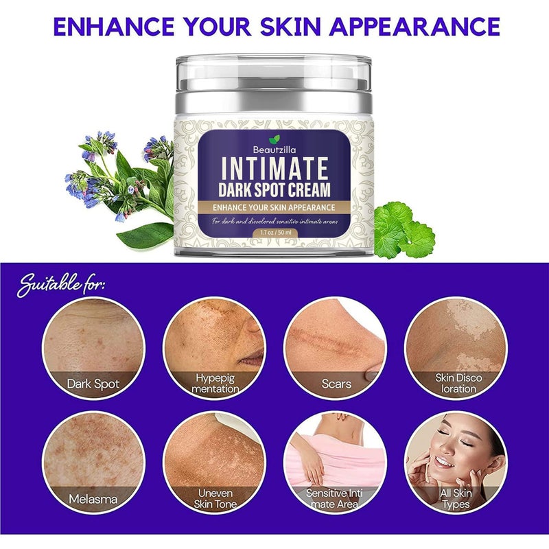 Beautzilla Intimate Area Dark Spot Corrector with Instant Results for Knees, Elbows, Underarms, and Thighs, White, 1.7 Fl Oz (Pack of 1) - Image 3