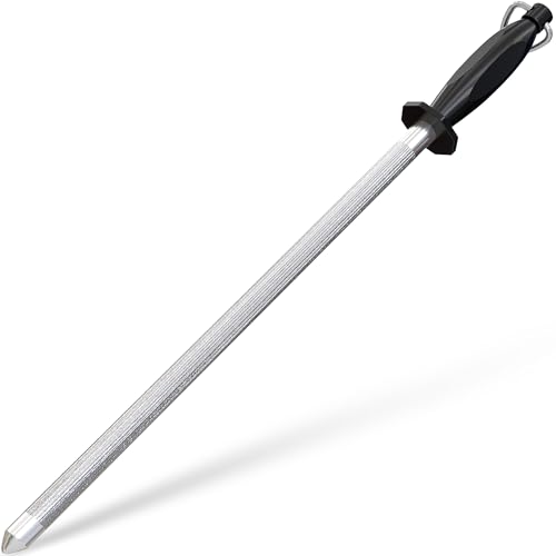 Utopia Kitchen Knife Sharpener Rod 12 Inch, Professional Honing Rod for Knife Sharpening with Hanging Hook, Black - Image 1