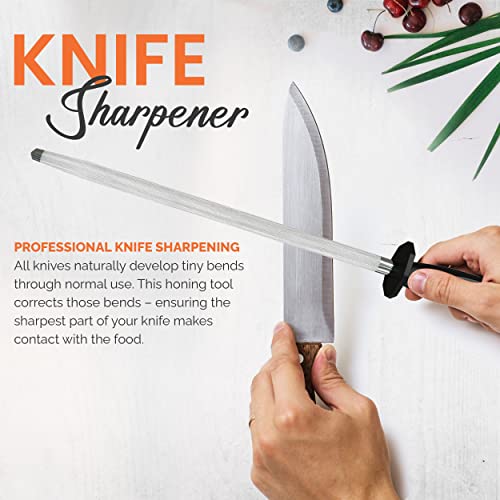 Utopia Kitchen Knife Sharpener Rod 12 Inch, Professional Honing Rod for Knife Sharpening with Hanging Hook, Black - Image 5
