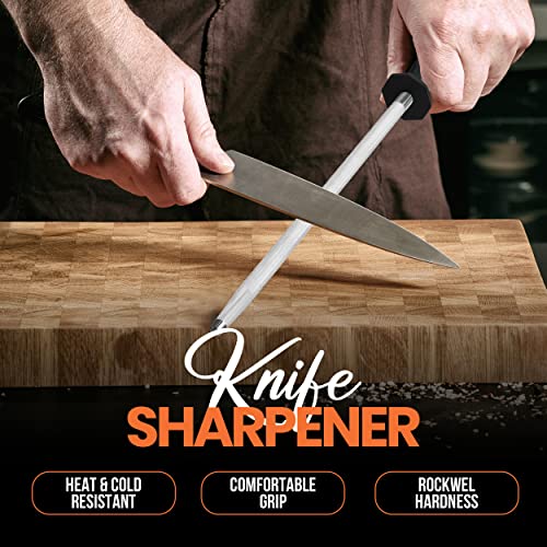 Utopia Kitchen Knife Sharpener Rod 12 Inch, Professional Honing Rod for Knife Sharpening with Hanging Hook, Black - Image 4