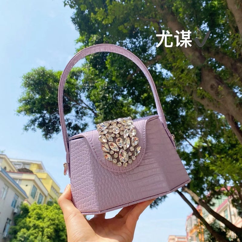 French Shining Inspiring Water Diamond Banquet Bag Fresh Sweet Box Bag Handbag - Image 3