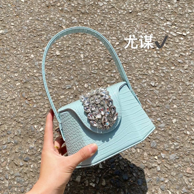 French Shining Inspiring Water Diamond Banquet Bag Fresh Sweet Box Bag Handbag - Image 5