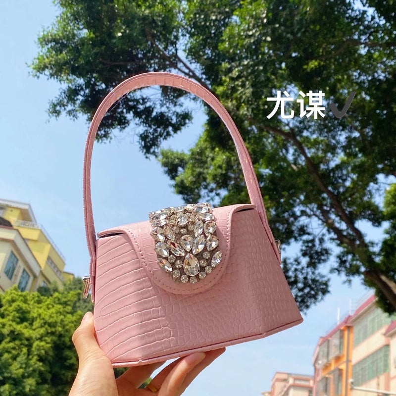 French Shining Inspiring Water Diamond Banquet Bag Fresh Sweet Box Bag Handbag - Image 2