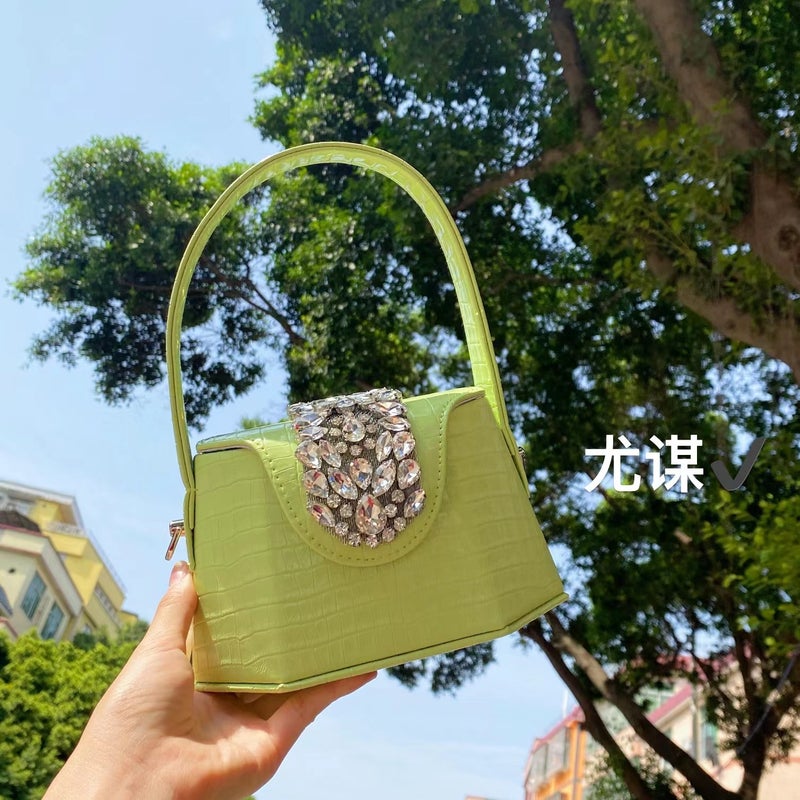 French Shining Inspiring Water Diamond Banquet Bag Fresh Sweet Box Bag Handbag - Image 4