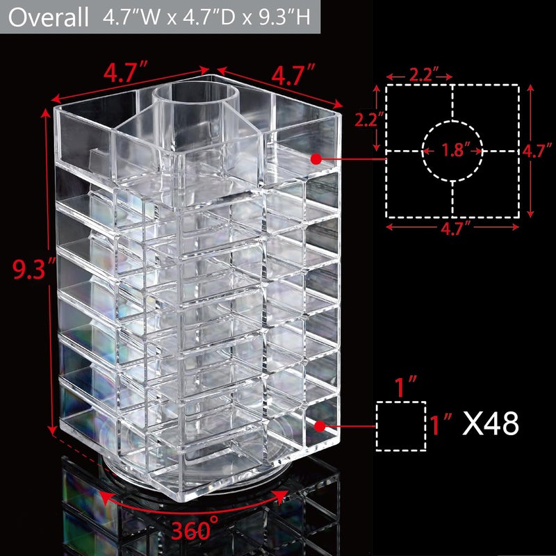 Ikee Design Lipstick Organizer with 53 Slots 360 Degree Rotating Spinning Acrylic Lip Gloss Organizer for Makeup, Lipsticks, Brushes, Cosmetic Storage Display, Bathroom, Vanity, Countertop - Image 2