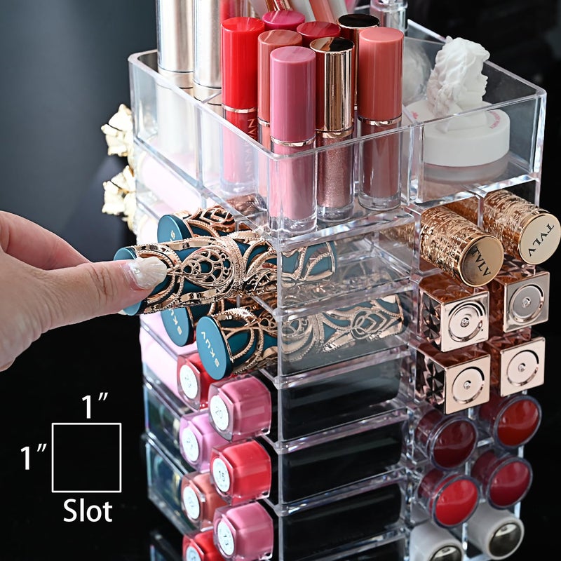 Ikee Design Lipstick Organizer with 53 Slots 360 Degree Rotating Spinning Acrylic Lip Gloss Organizer for Makeup, Lipsticks, Brushes, Cosmetic Storage Display, Bathroom, Vanity, Countertop - Image 5