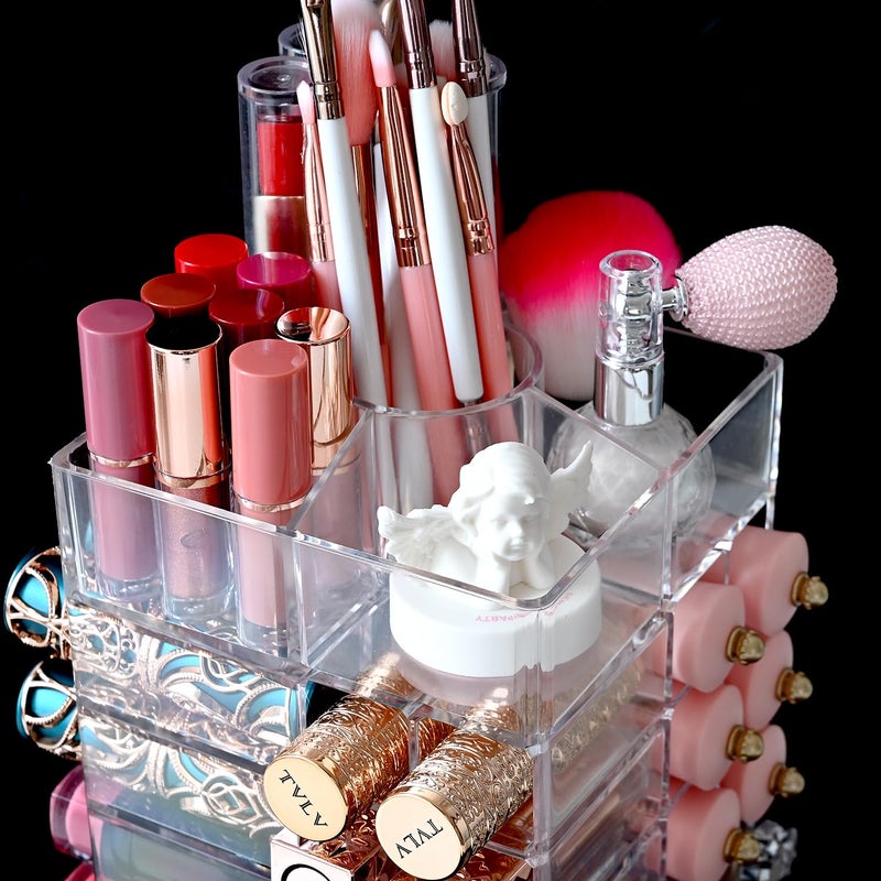 Ikee Design Lipstick Organizer with 53 Slots 360 Degree Rotating Spinning Acrylic Lip Gloss Organizer for Makeup, Lipsticks, Brushes, Cosmetic Storage Display, Bathroom, Vanity, Countertop - Image 4