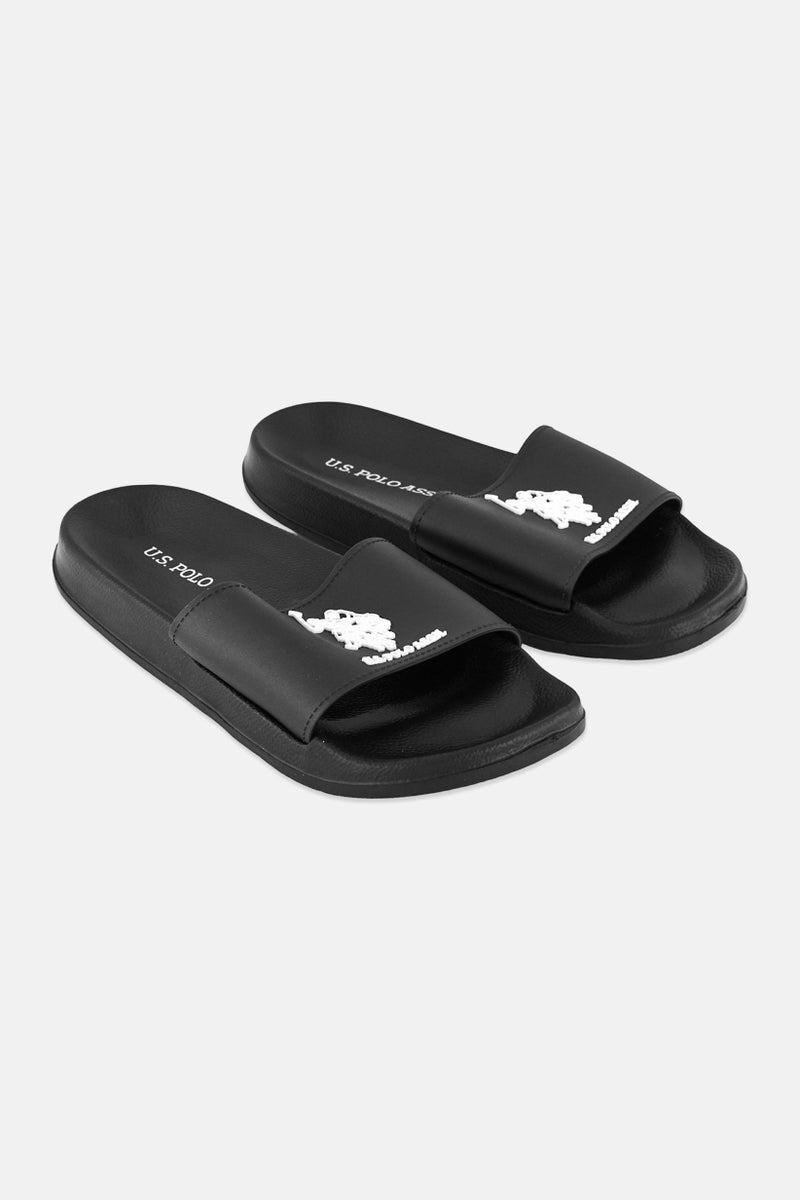 U.S. Polo Assn. Men Rubber Brand Logo Slip On Slide, Black - Image 1