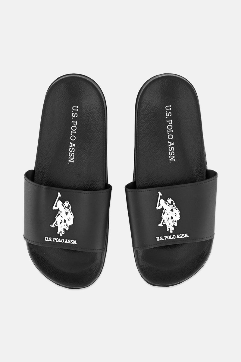 U.S. Polo Assn. Men Rubber Brand Logo Slip On Slide, Black - Image 2