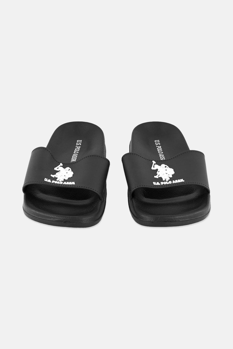 U.S. Polo Assn. Men Rubber Brand Logo Slip On Slide, Black - Image 4