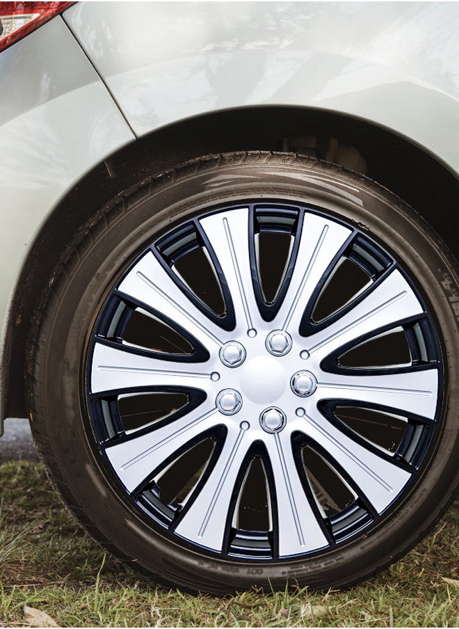 EMTC Pack of 4 EM-3140 Taiwan Wheel Cover | 14" Inch | Black Silver Universal Nested Style  - Image 3