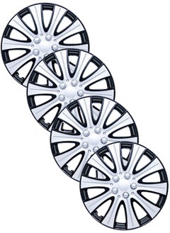 EMTC Pack of 4 EM-3140 Taiwan Wheel Cover | 14" Inch | Black Silver Universal Nested Style  - Image 1