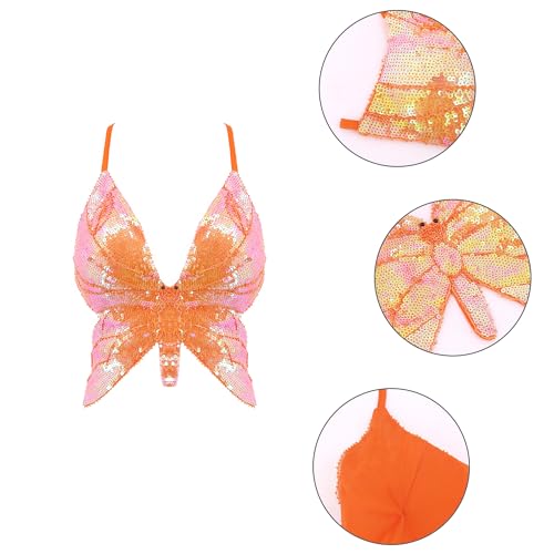 Mocure Womens Sparkly Butterfly Sequin Crop Tops Sexy Trendy Sleeveless Cute Butterfly Halter Tops Rave - Image 5