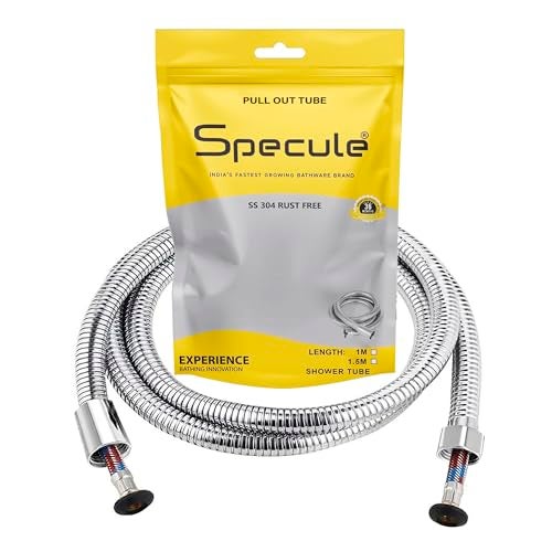 Specule PL-01 1 Meter SS-304 Grade High-Pressure Shower Hose Pipe | Flexible Jet Spray Tube for Health Faucet & Hand Shower | Rust-Resistant Chrome Finish | Leak-Proof & Durable Design - Image 1