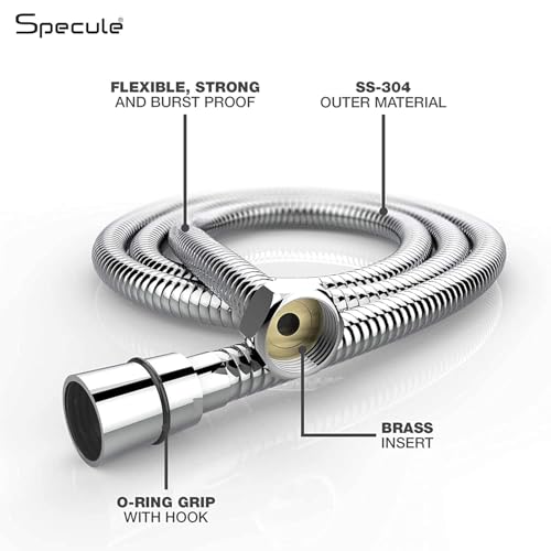 Specule PL-01 1 Meter SS-304 Grade High-Pressure Shower Hose Pipe | Flexible Jet Spray Tube for Health Faucet & Hand Shower | Rust-Resistant Chrome Finish | Leak-Proof & Durable Design - Image 5