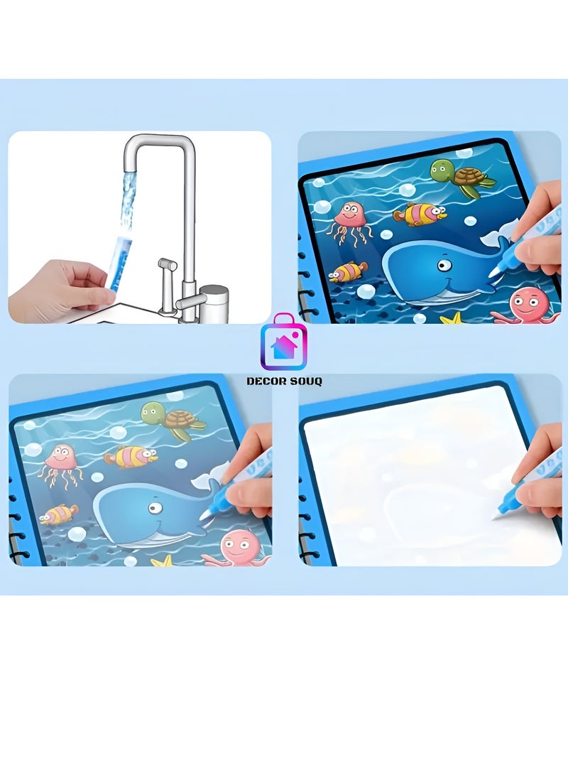 سوق الديكور كتاب تلوين مائي سحري للأطفال، كتاب رسم حيوانات قابل لإعادة الاستخدام مع قلم مائي، تعلم الرسم، ألعاب رسم للأطفال، صديق للبيئة، مادة غير سامة - Image 4