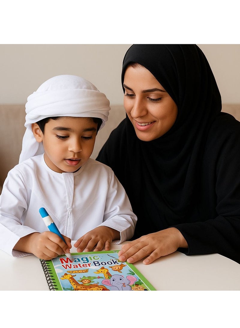 سوق الديكور كتاب تلوين مائي سحري للأطفال، كتاب رسم حيوانات قابل لإعادة الاستخدام مع قلم مائي، تعلم الرسم، ألعاب رسم للأطفال، صديق للبيئة، مادة غير سامة - Image 2